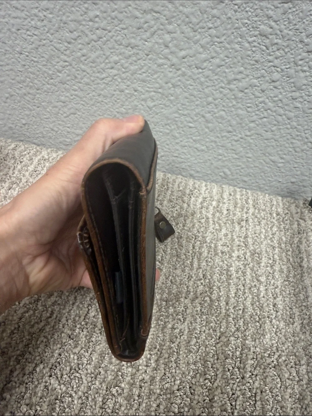 Liz Claiborne Chocolate Brown Leather Fold-Over Wallet